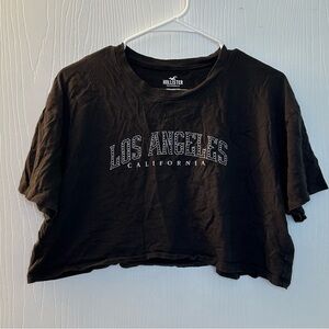 Hollister‎ dark gray 'Los Angeles California' short sleeve crop top women’s M